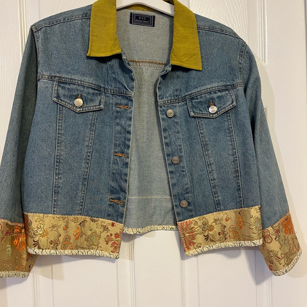 Denim Jacket with Gold and Yellow Accents